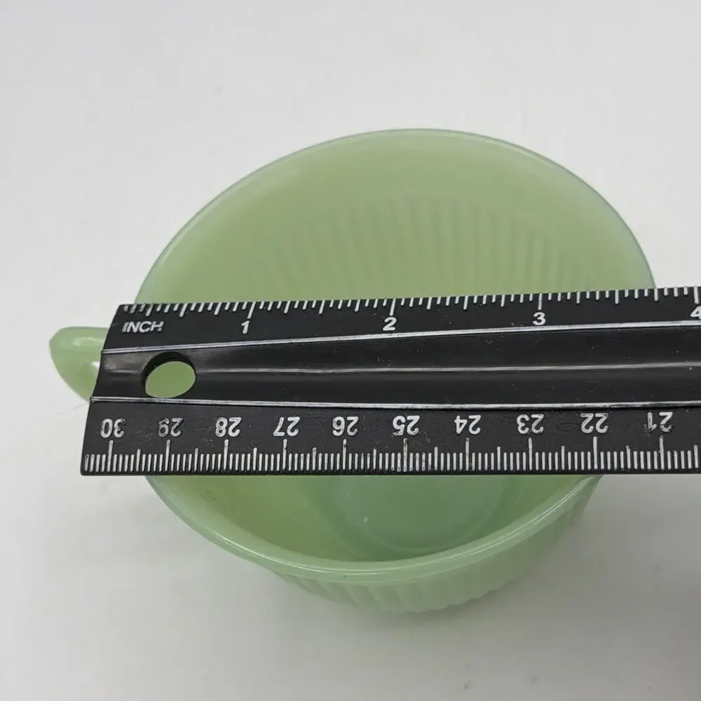 Fire King Tea Cup Green Jadeite Oven Ware Ribbed Anchor Hocking VTG Jane Ray